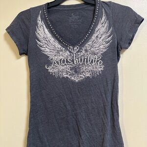 Gray Graphic V-Neck T-Shirt